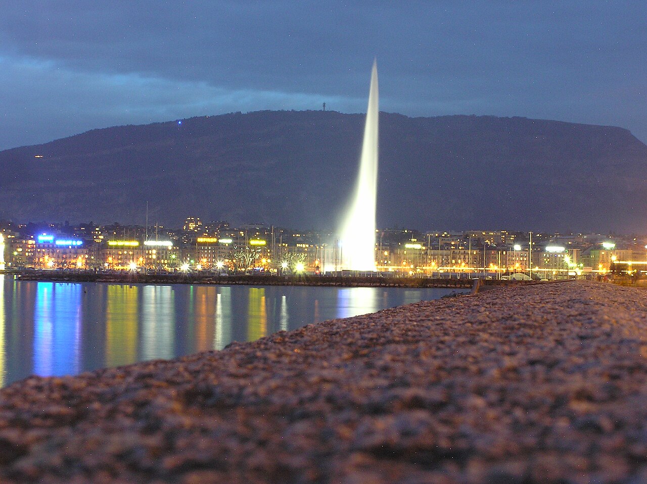 Jet d'Eau fountain on Lake Geneva