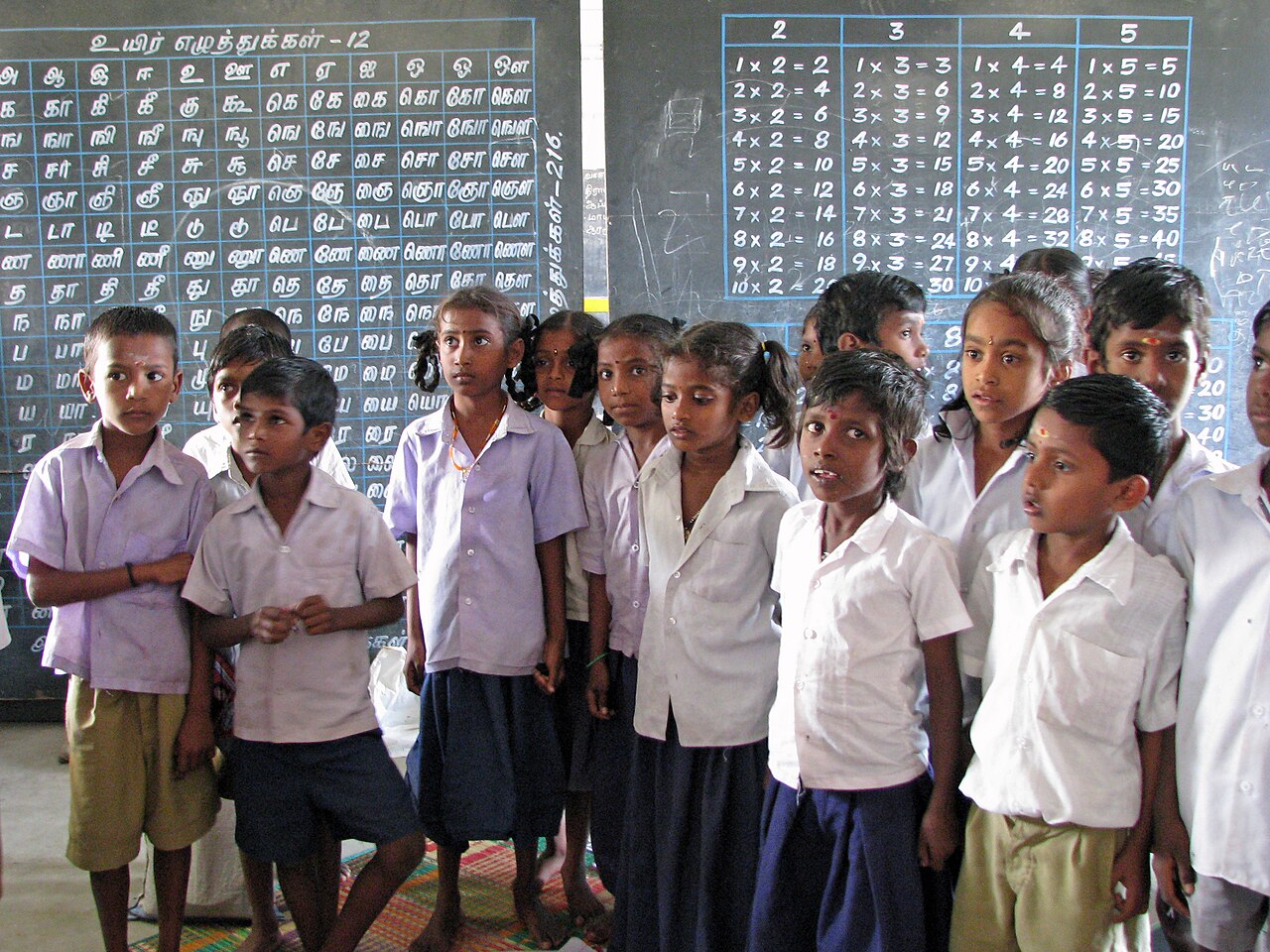 Middle-school students in an Indian classroom